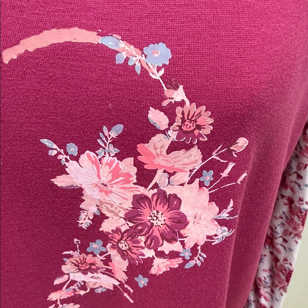 LuLaRoe Floral Pink Hoodie with Heart Design - Picture 3 of 7